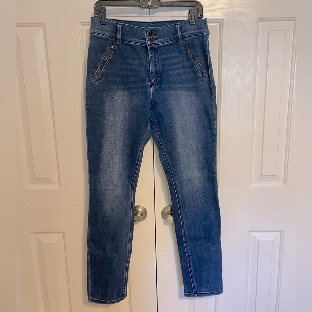 Soho From NY & Co High Waist Skinny Jeans w/ Zipper Faux Pockets, Size 14